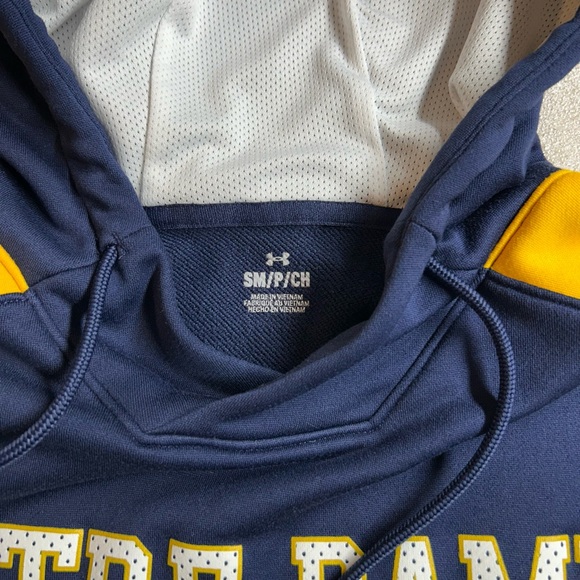 Under Armour Blue and Yellow Notre Dame Hoodie, Boys, Size Small - Picture 3 of 4